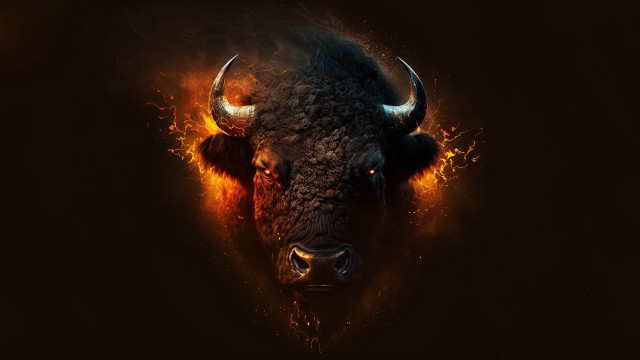 Fire bull embers glowing horns free wallpaper for desktop - medium preview image