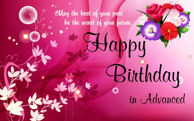 Pink birthday card flowers bubbles free wallpaper for desktop - medium preview image