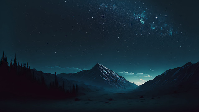 Night sky mountains forest aurora free wallpaper for desktop - medium preview image