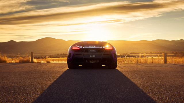 Sunset mountains car tiltshift purple free wallpaper for desktop - medium preview image