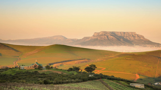 Mountain farm foggy sky twilight free wallpaper for desktop - medium preview image