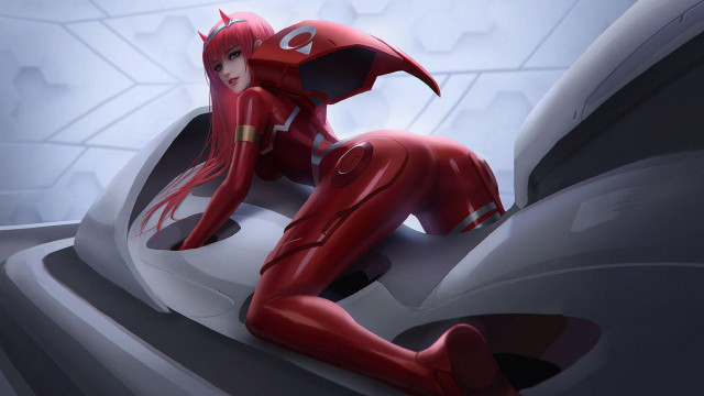 Futuristic red suit aqua eyes free wallpaper for desktop - medium preview image