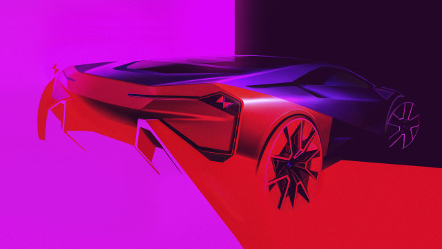 Futuristic car synthwave gradient background free wallpaper for desktop - medium preview image