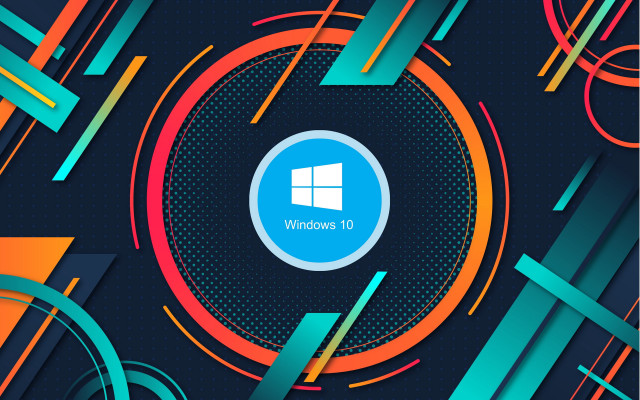 Colorful circular window blue astronaut free wallpaper for desktop - medium preview image