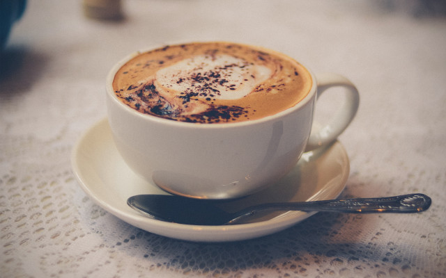 Coffee spoon saucer lace tablecloth free wallpaper for desktop - medium preview image