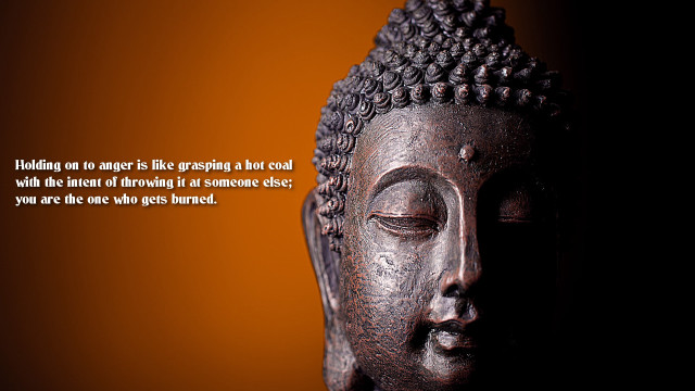 Buddha quote bronze sculpture inspirational free wallpaper for desktop - medium preview image