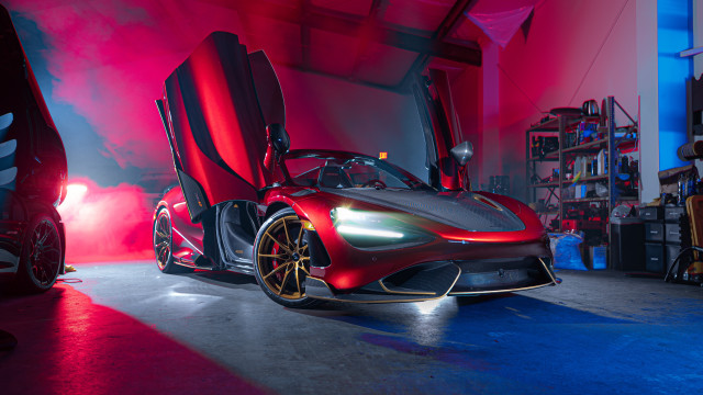 Red sports car garage open #3 free wallpaper for desktop - medium preview image