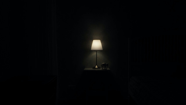 Lamp lit dark room dog free wallpaper for desktop - medium preview image