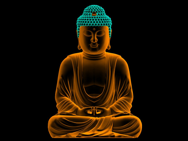 Buddha statue meditation black background free wallpaper for desktop - medium preview image