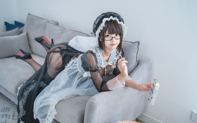 Woman white dress couch cigarette free wallpaper for desktop - medium preview image