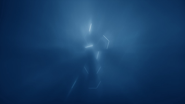 Blurry person dark blue background free wallpaper for desktop - medium preview image