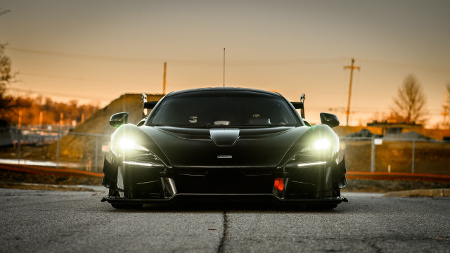 Car headlights night street fence free wallpaper for desktop - medium preview image