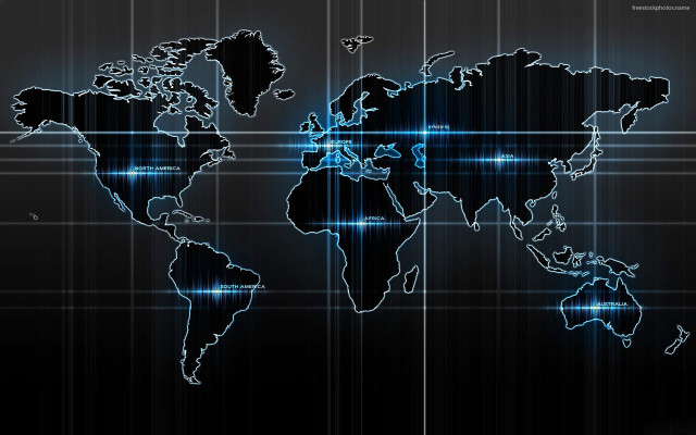 Blue black world map hologram #3 free wallpaper for desktop - medium preview image