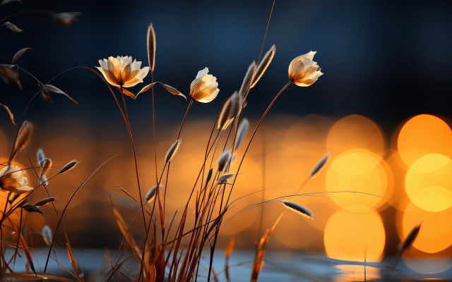 Flowers water lights macro autumn free wallpaper for desktop - medium preview image