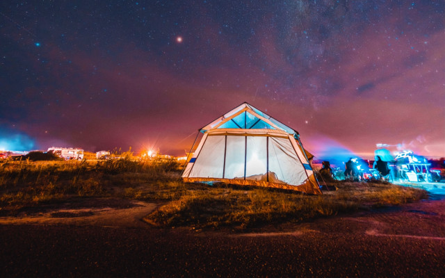 Tent night stars astronaut fireworks free wallpaper for desktop - medium preview image
