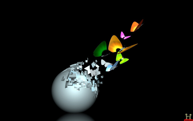 Flying person globe cubes arrows free wallpaper for desktop - medium preview image