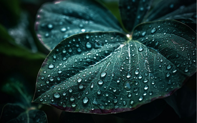 Green leaf water droplets macro #42 free wallpaper for desktop - medium preview image