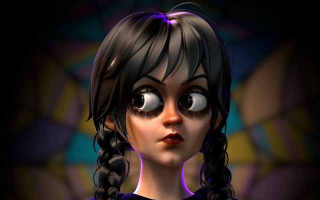 Cartoon girl big eyes creepy free wallpaper for desktop - medium preview image