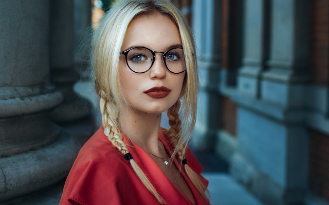 Mannequin glasses braid building artnouveau free wallpaper for desktop - medium preview image