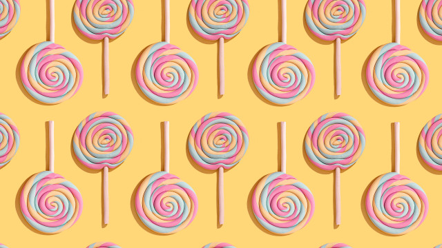 Lollipop pattern yellow pastel surreal free wallpaper for desktop - medium preview image