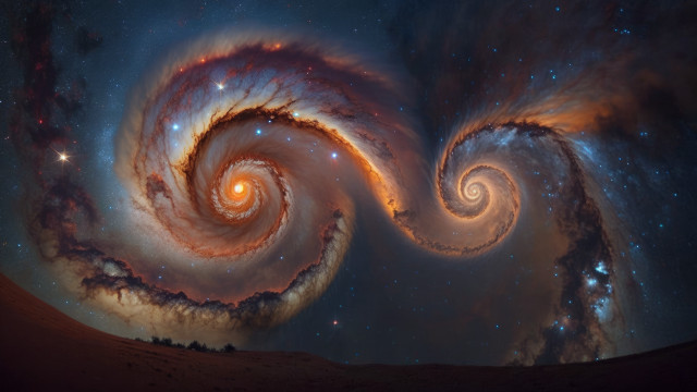 Spirals night sky bright orange free wallpaper for desktop - medium preview image