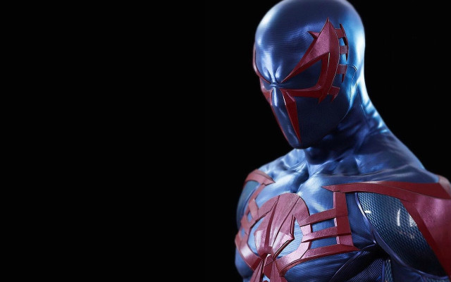 Man red mask blue costume free wallpaper for desktop - medium preview image
