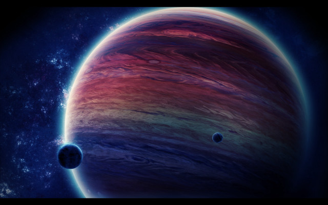 Red blue planet detailed space free wallpaper for desktop - medium preview image