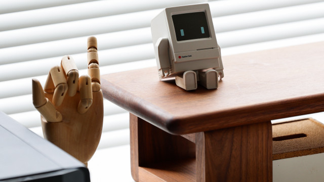 Wooden table robot hand window free wallpaper for desktop - medium preview image