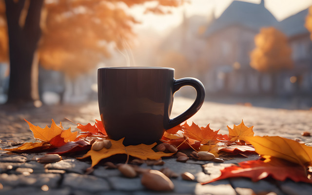 Coffee leaf ground autumn battle free wallpaper for desktop - medium preview image