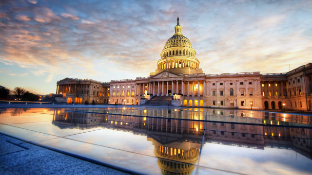 Building dome reflecting pool dusk free wallpaper for desktop - medium preview image