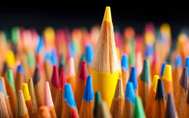 Colored pencils yellow background institutional free wallpaper for desktop - medium preview image