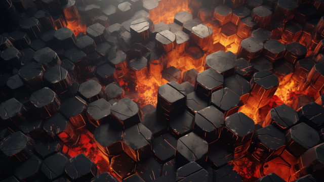 Burning cubes dark room red free wallpaper for desktop - medium preview image