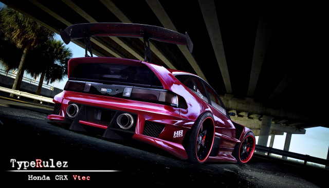 Red car bridge night hood free wallpaper for desktop - medium preview image