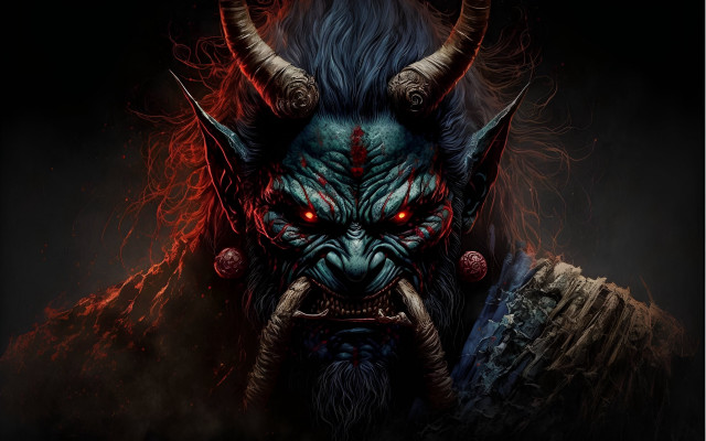 Demonic demon red eyes horns #2 free wallpaper for desktop - medium preview image