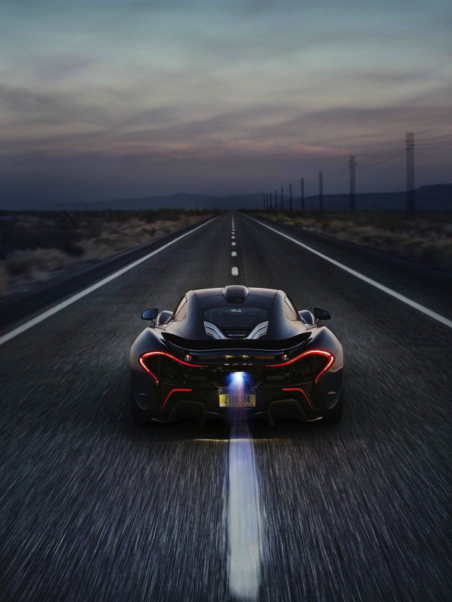 Black sports car night road #2 free wallpaper for mobile - medium preview image