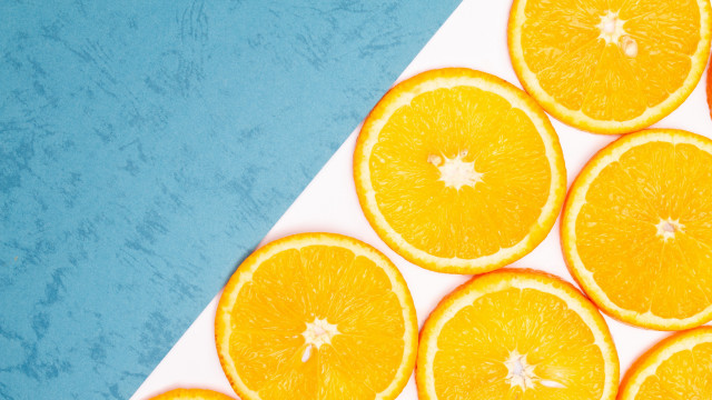 Oranges white table blue cloth free wallpaper for desktop - medium preview image