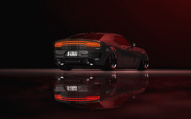Car redlight reflection photorealism 3d free wallpaper for desktop - medium preview image