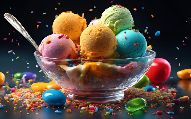 Ice cream bowl sprinkles eggs free wallpaper for desktop - medium preview image