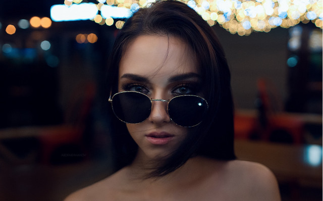 Woman sunglasses dress bokeh portrait free wallpaper for desktop - medium preview image