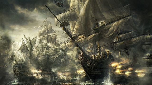 Pirate ship storm background smoke #2 free wallpaper for desktop - medium preview image
