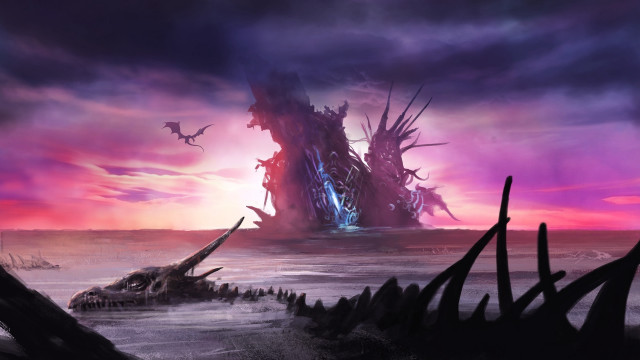 Giant structure desert dragon fantasy free wallpaper for desktop - medium preview image