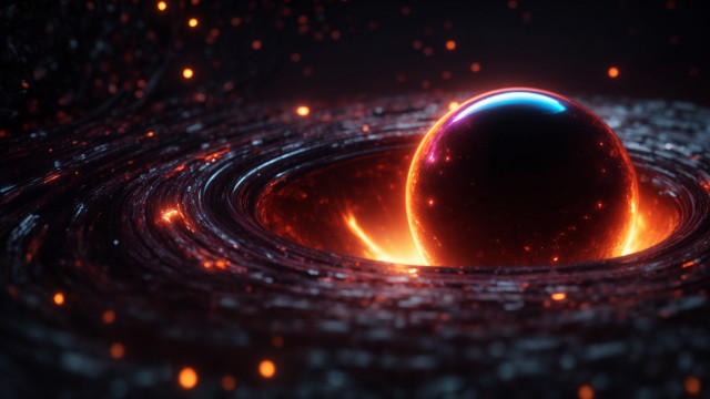 Black hole red blue ring free wallpaper for desktop - medium preview image