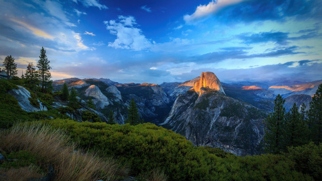 Mountain range sunset clouds trees #10 free wallpaper for desktop - medium preview image
