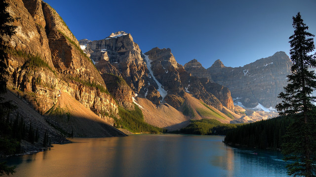 Mountain lake forest snow cloud free wallpaper for desktop - medium preview image