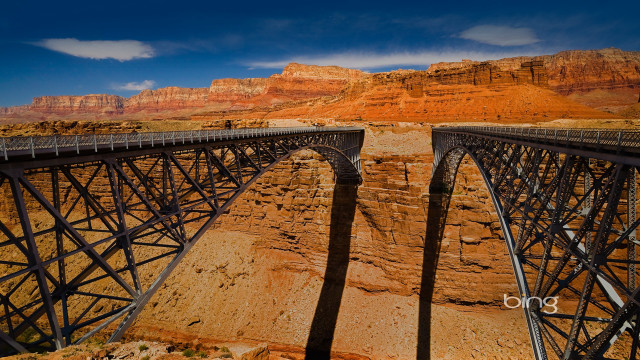 Bridge canyon mountain skyline precisionism free wallpaper for desktop - medium preview image