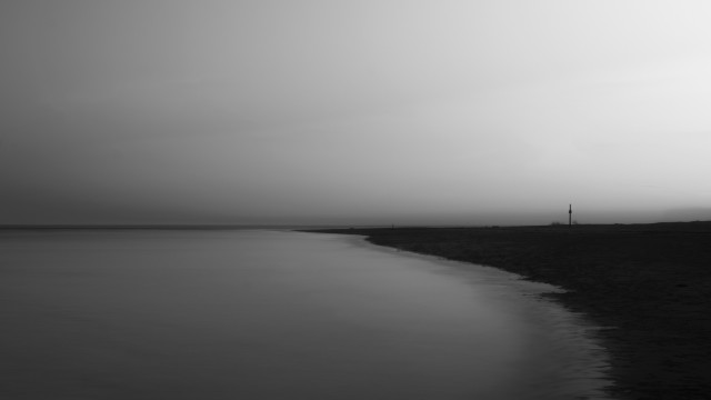 Black white water lighthouse foggy free wallpaper for desktop - medium preview image