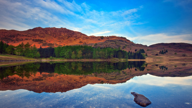 Mountain lake trees sky reflections #2 free wallpaper for desktop - medium preview image