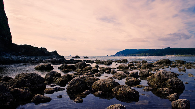 Rocky beach mountain water sky #2 free wallpaper for desktop - medium preview image
