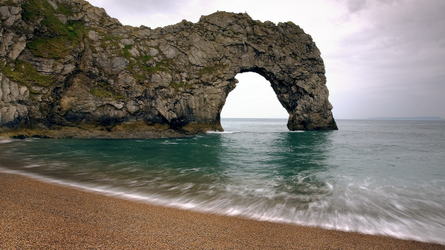 Rock formation ocean beach wave free wallpaper for desktop - medium preview image