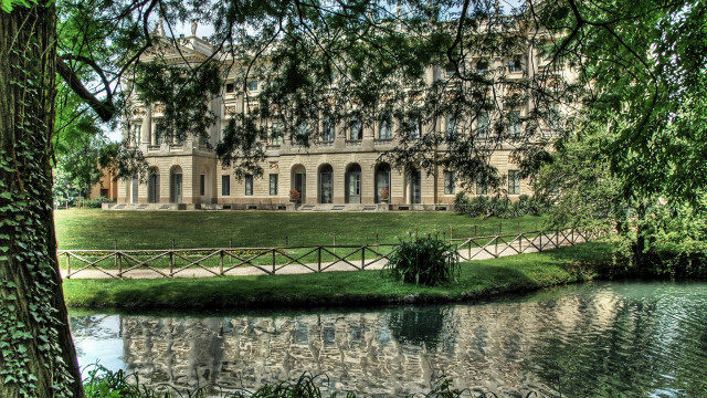 Paris school bridge pond building free wallpaper for desktop - medium preview image